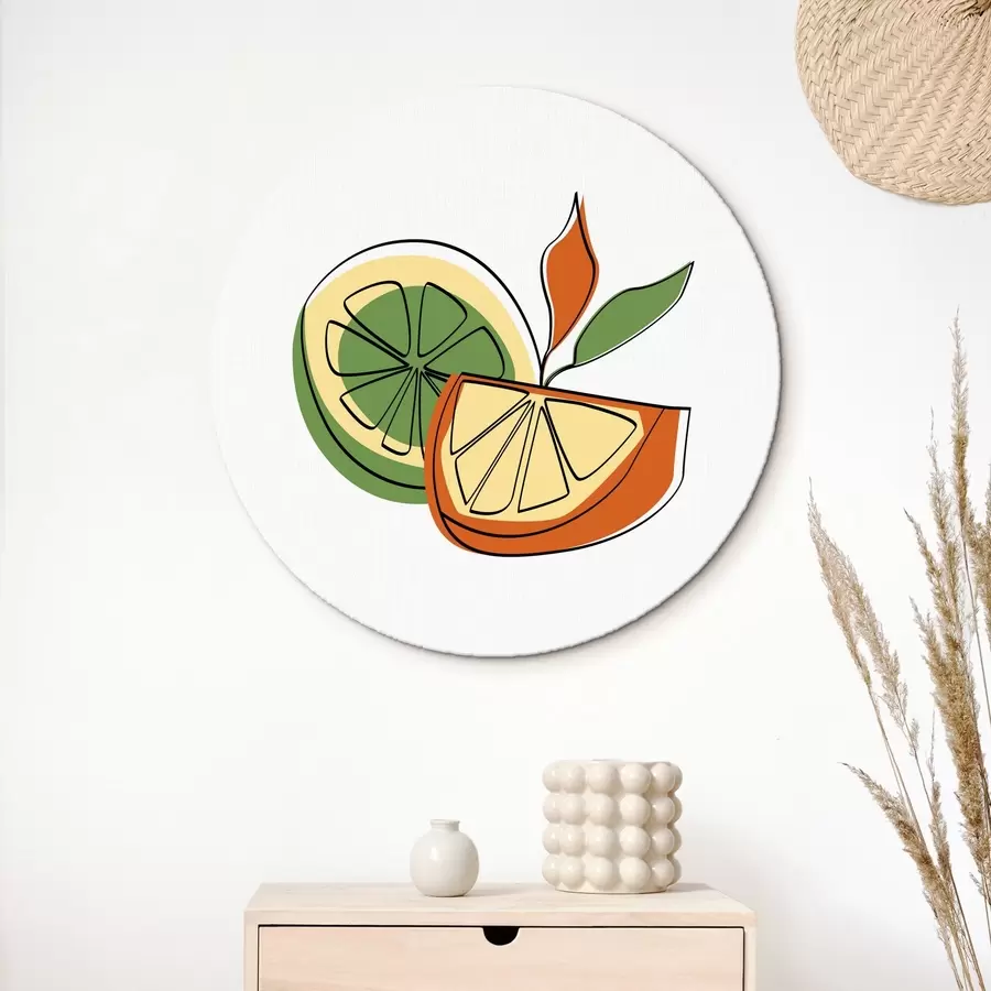 murales de pared Citrus dibujo lineal, abstracción r41468