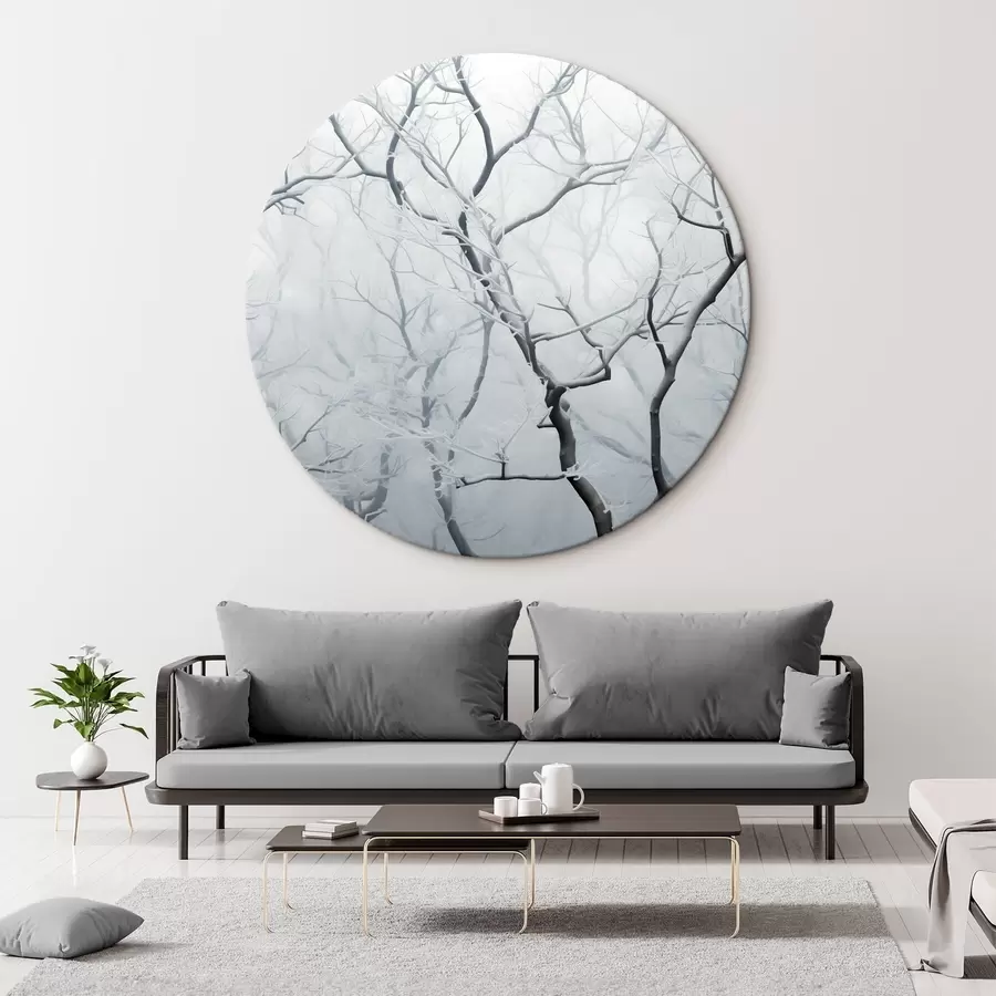 murales de pared Ramas de árbol en escarcha, minimalismo r41469