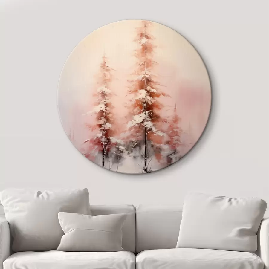 murales de pared Abetos de invierno al amanecer en la niebla r41470