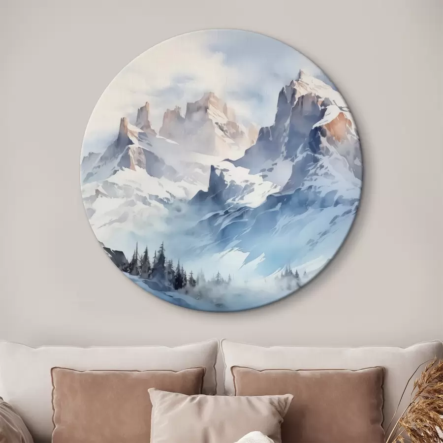 murales de pared Acuarela de montañas nevadas r41471