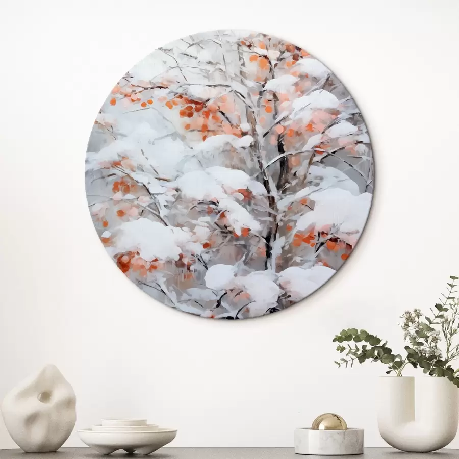 murales de pared Árbol con bayas bajo la nieve r41477