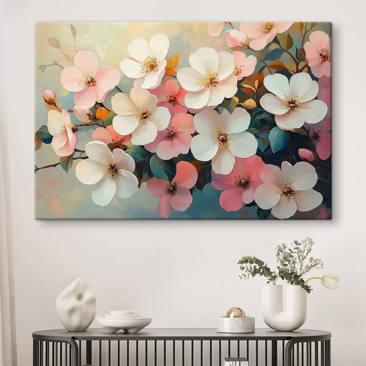 murales de pared Flores blancas y rosas s42330