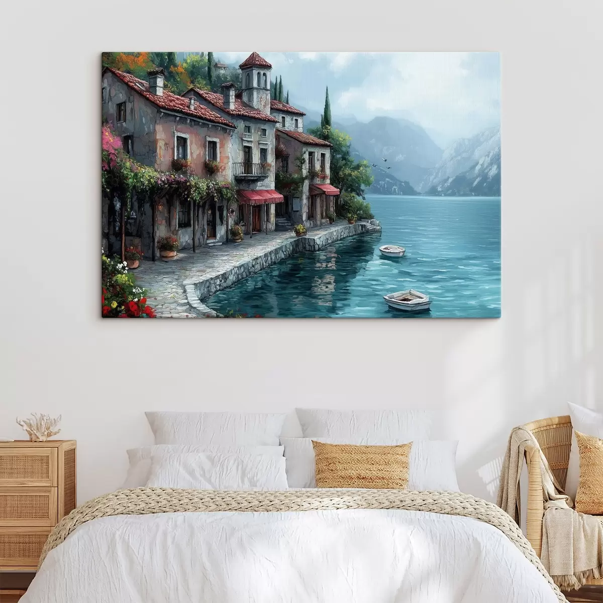 murales de pared Casa sobre el lago en las montañas s42334