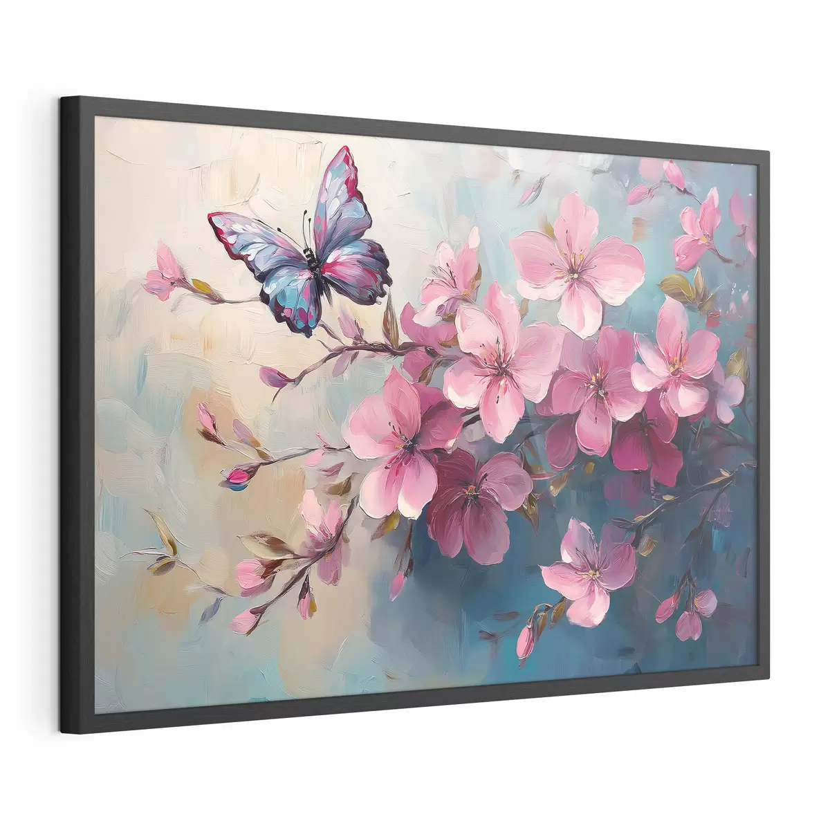 Poster Flores rosas y mariposa f42320