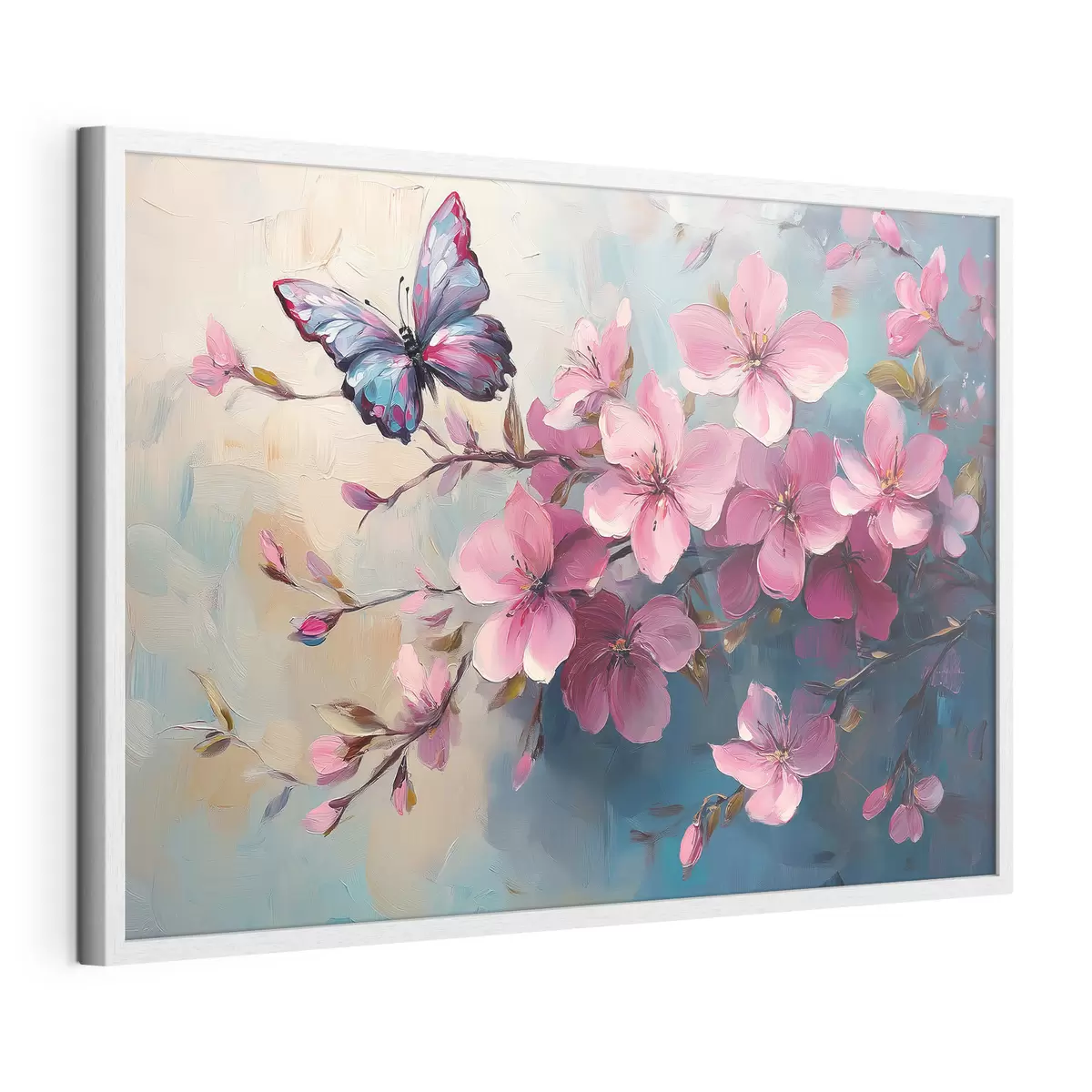 Poster Flores rosas y mariposa f42320