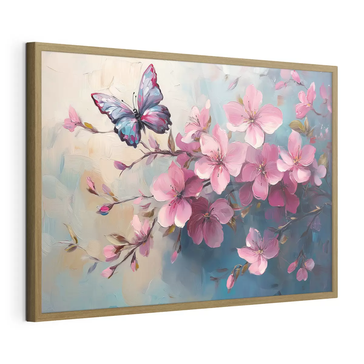 Poster Flores rosas y mariposa f42320
