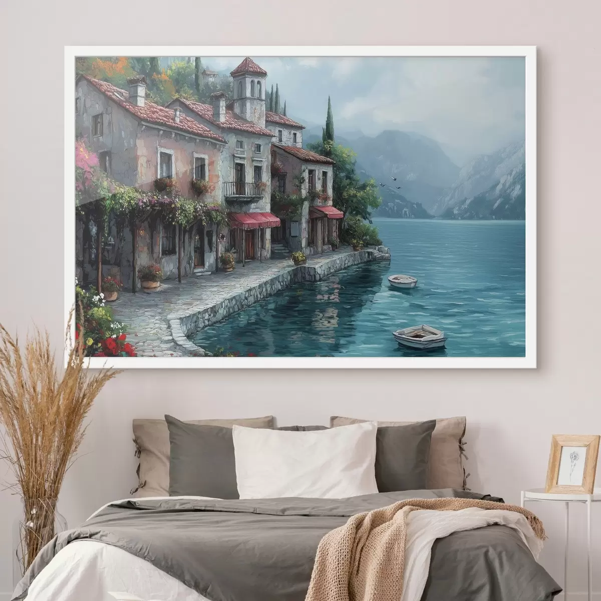 Poster Casa sobre el lago en las montañas f42334