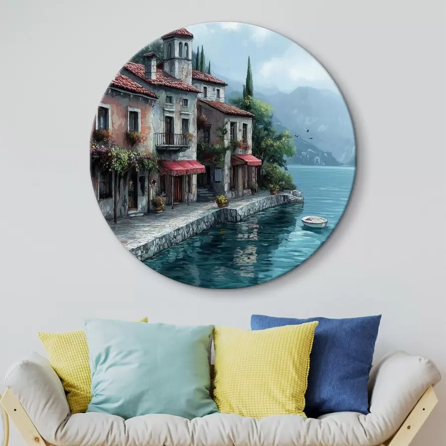 murales de pared Casa sobre el lago en las montañas r42334