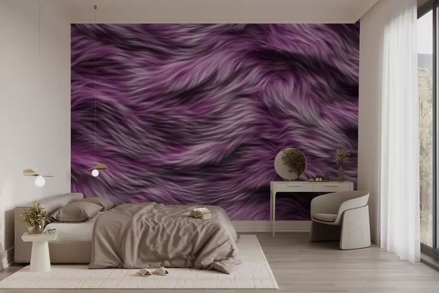 murales de pared acogedor papel pintado imitación piel en tonos lilas w02687v2