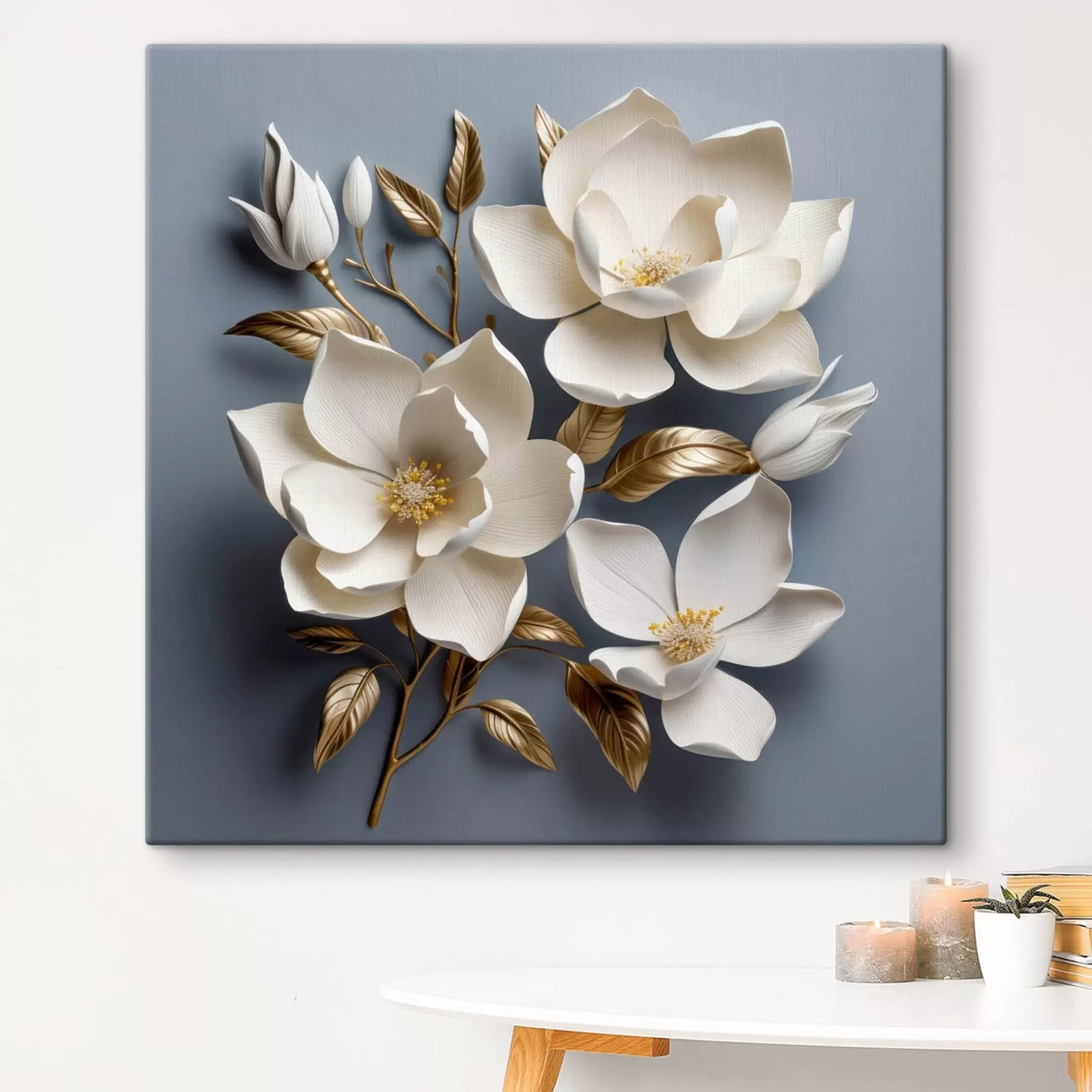 murales de pared Flores grandes sobre fondo gris claro s42174