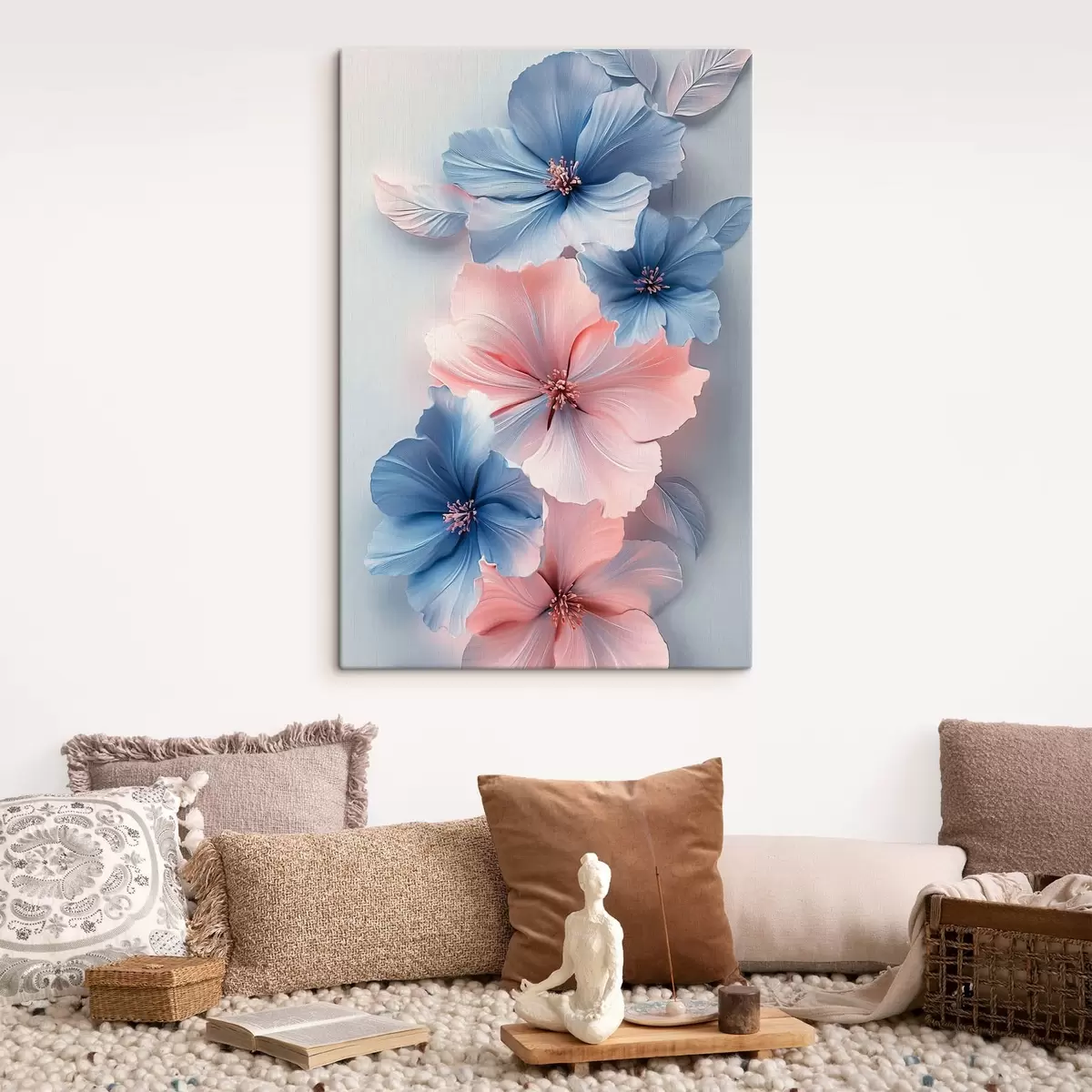 murales de pared Flores rosas y azules s42178