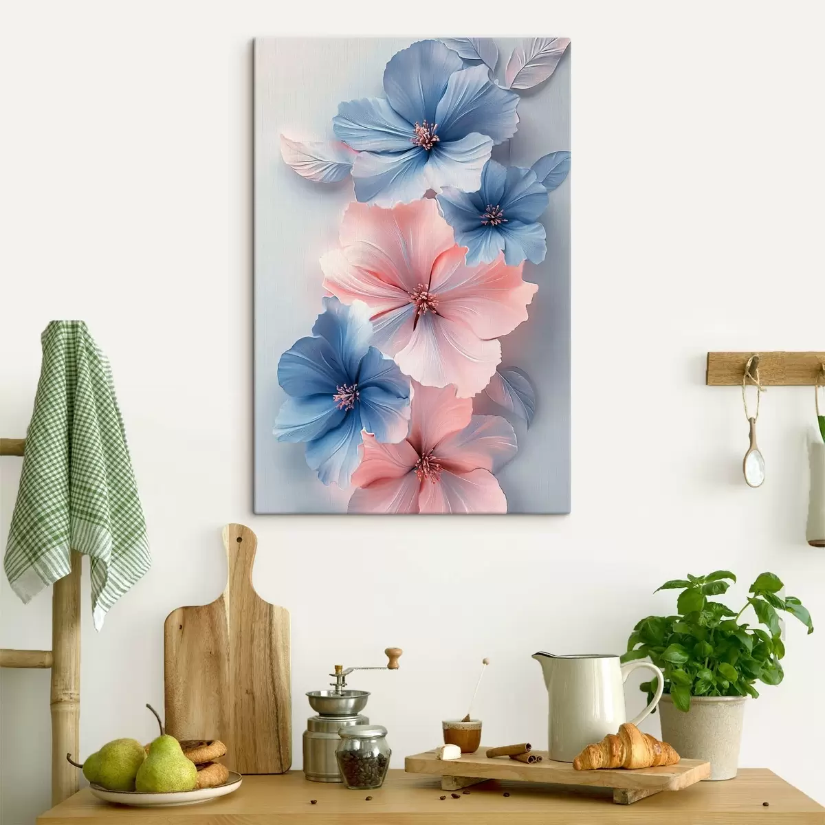 murales de pared Flores rosas y azules s42178
