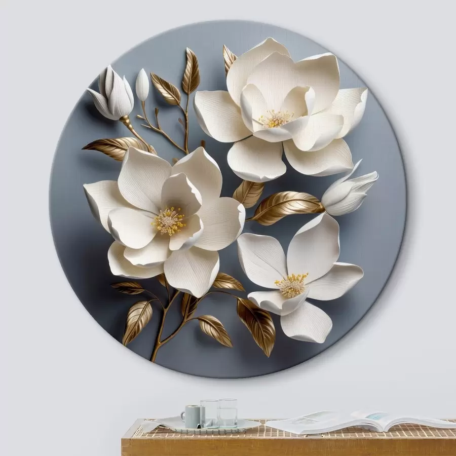 murales de pared Flores grandes sobre fondo gris claro r42174