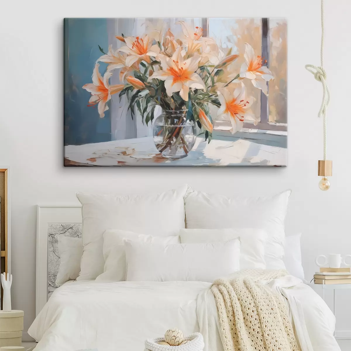 murales de pared Lirios en un jarrón de cristal imitación de pintura s42359