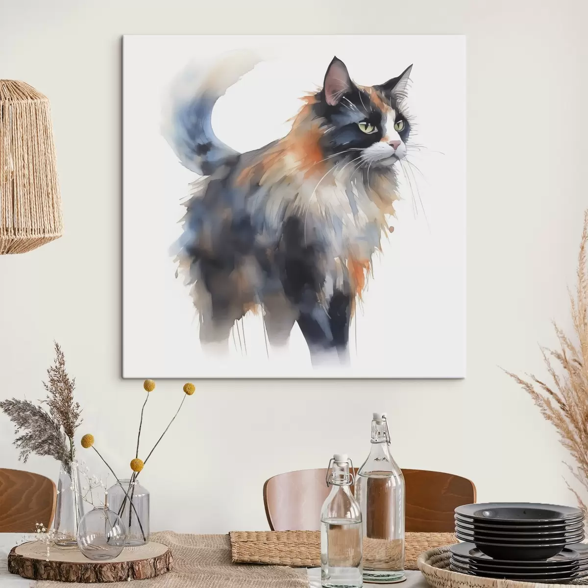 murales de pared Gato imitación de acuarela difuminada s42368