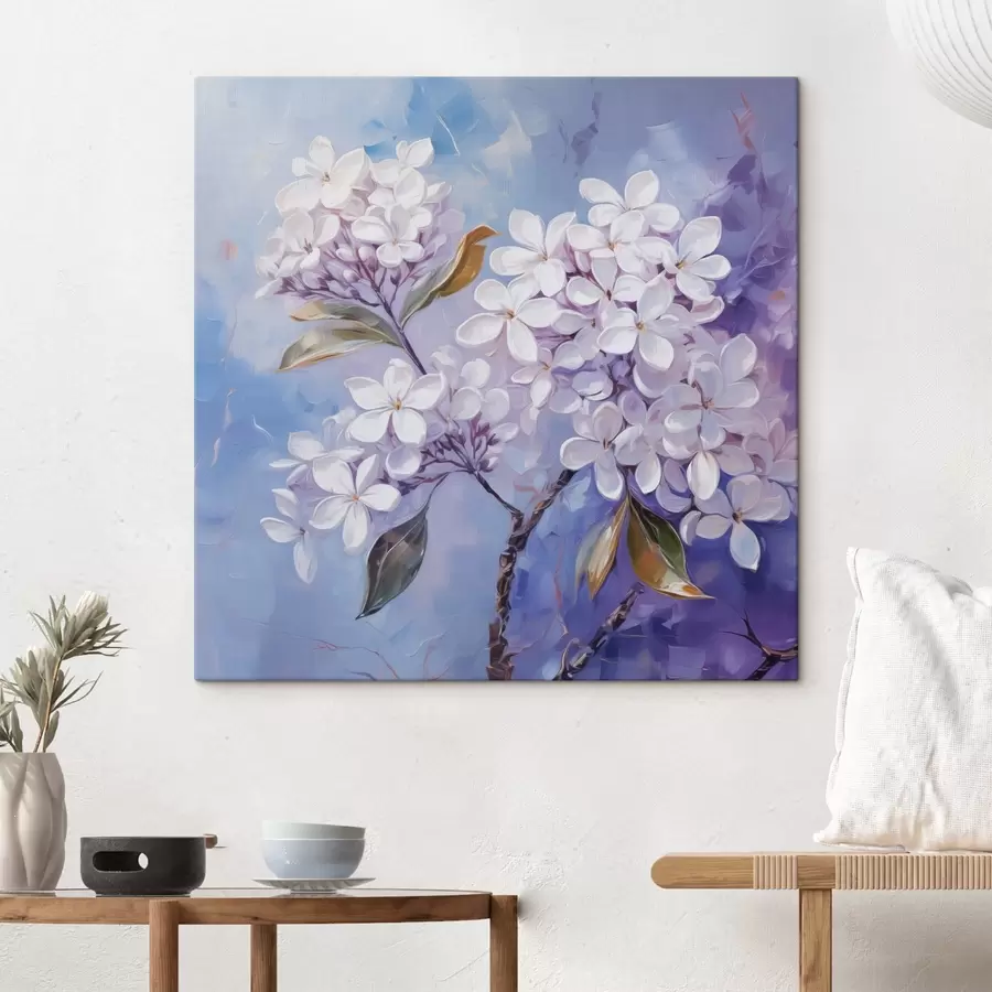 murales de pared Rama de lila imitación de pintura borrosa s42370