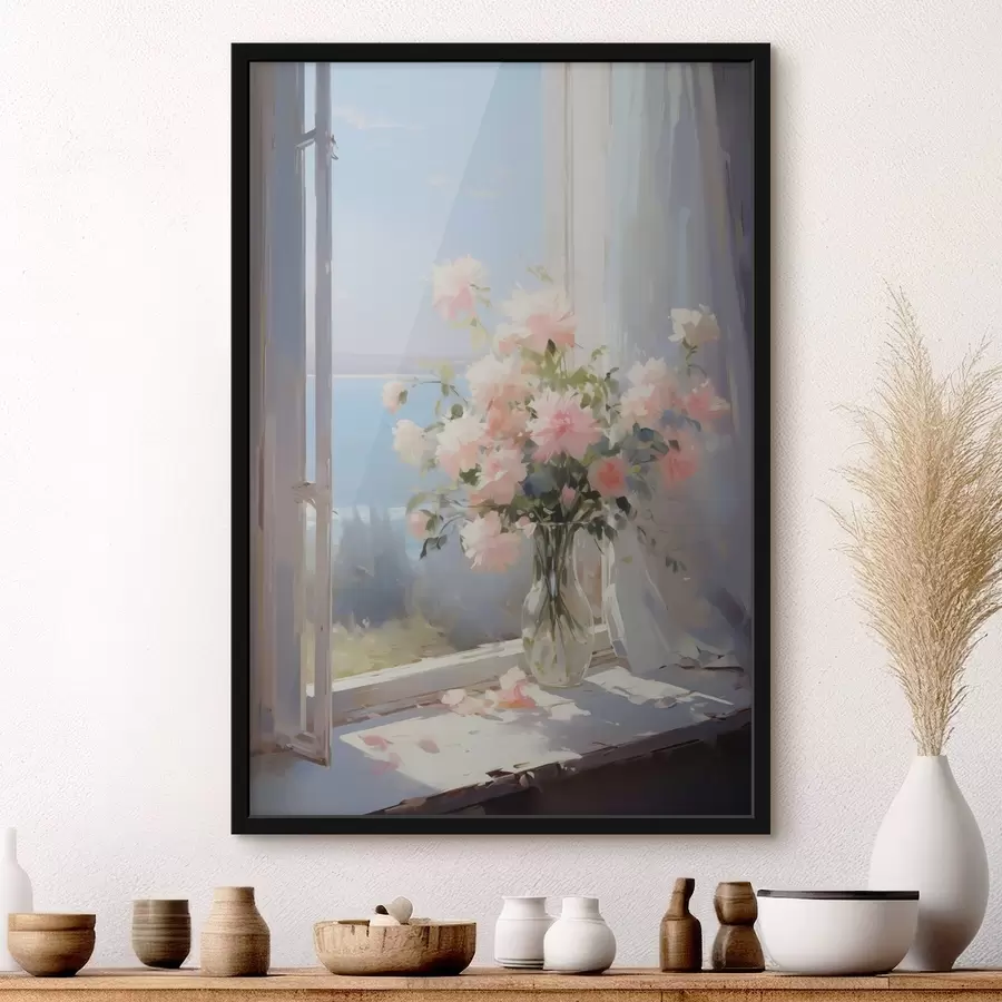 murales de pared Ramo de delicadas flores en un jarrón de cristal imitación pintura f42352