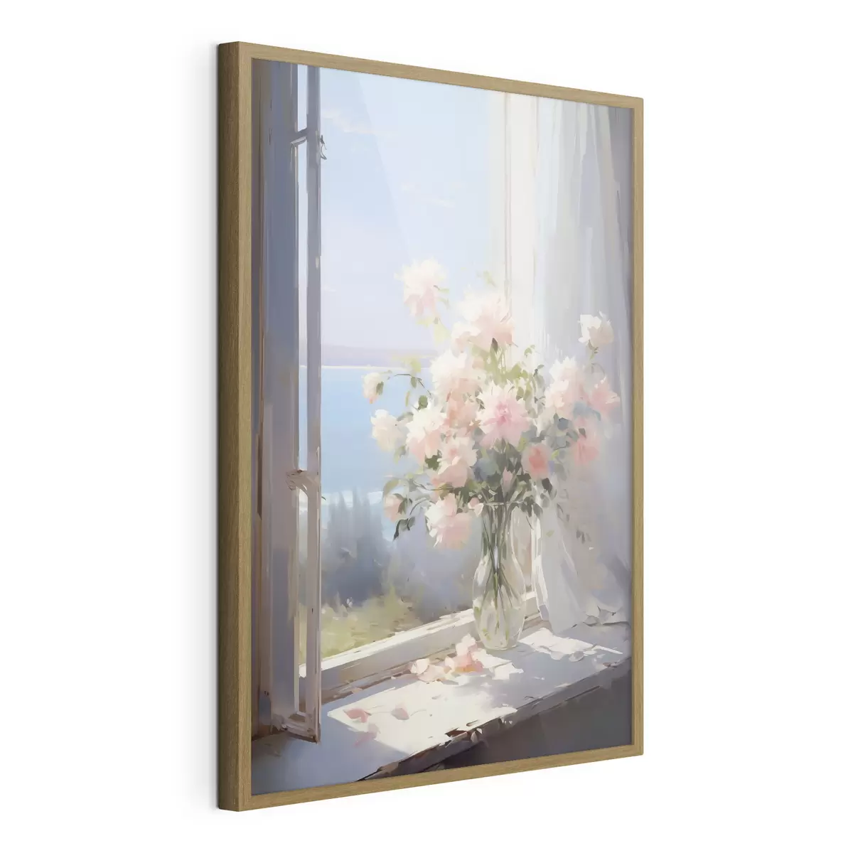 Poster Ramo de delicadas flores en un jarrón de cristal imitación pintura f42352