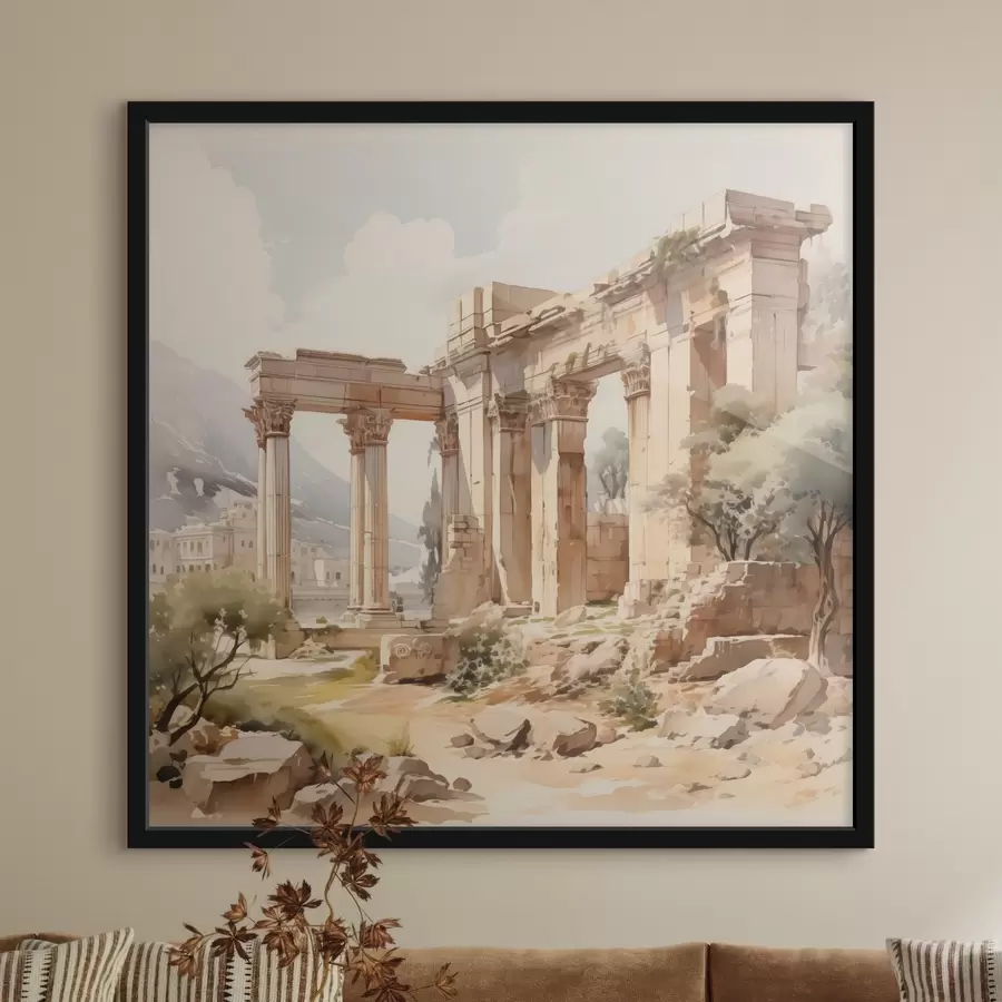 murales de pared Ruinas antiguas imitación acuarela f42366
