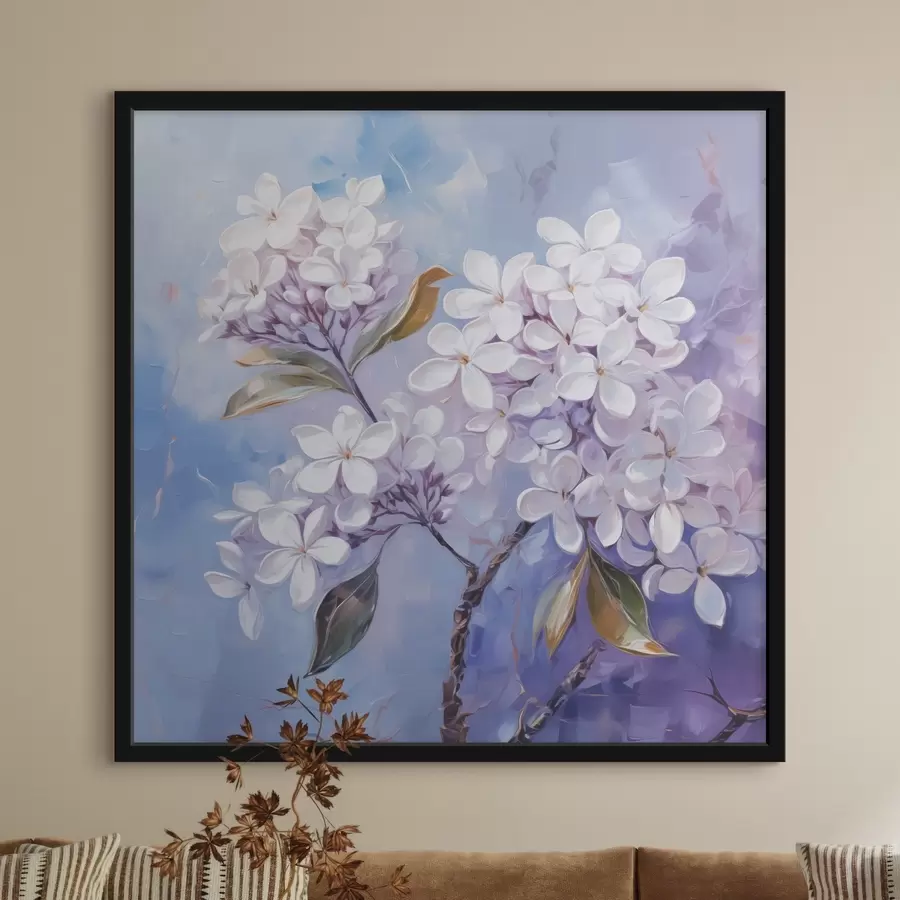 murales de pared Rama de lila imitación de pintura borrosa f42370