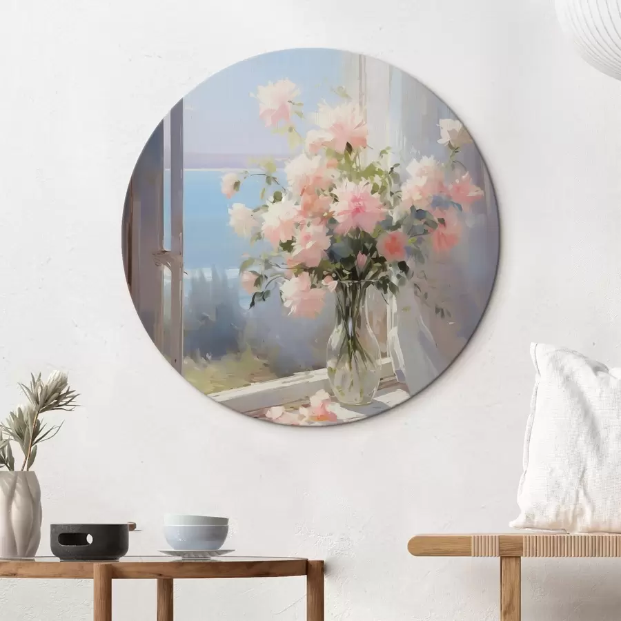 murales de pared Ramo de delicadas flores en un jarrón de cristal imitación pintura r42352