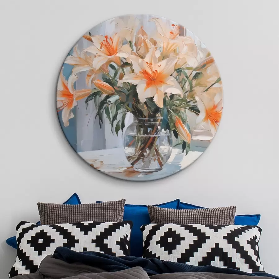 murales de pared Lirios en un jarrón de cristal imitación de pintura r42359