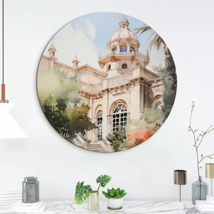 murales de pared Jardín cerca de la casa imitación acuarela r42362