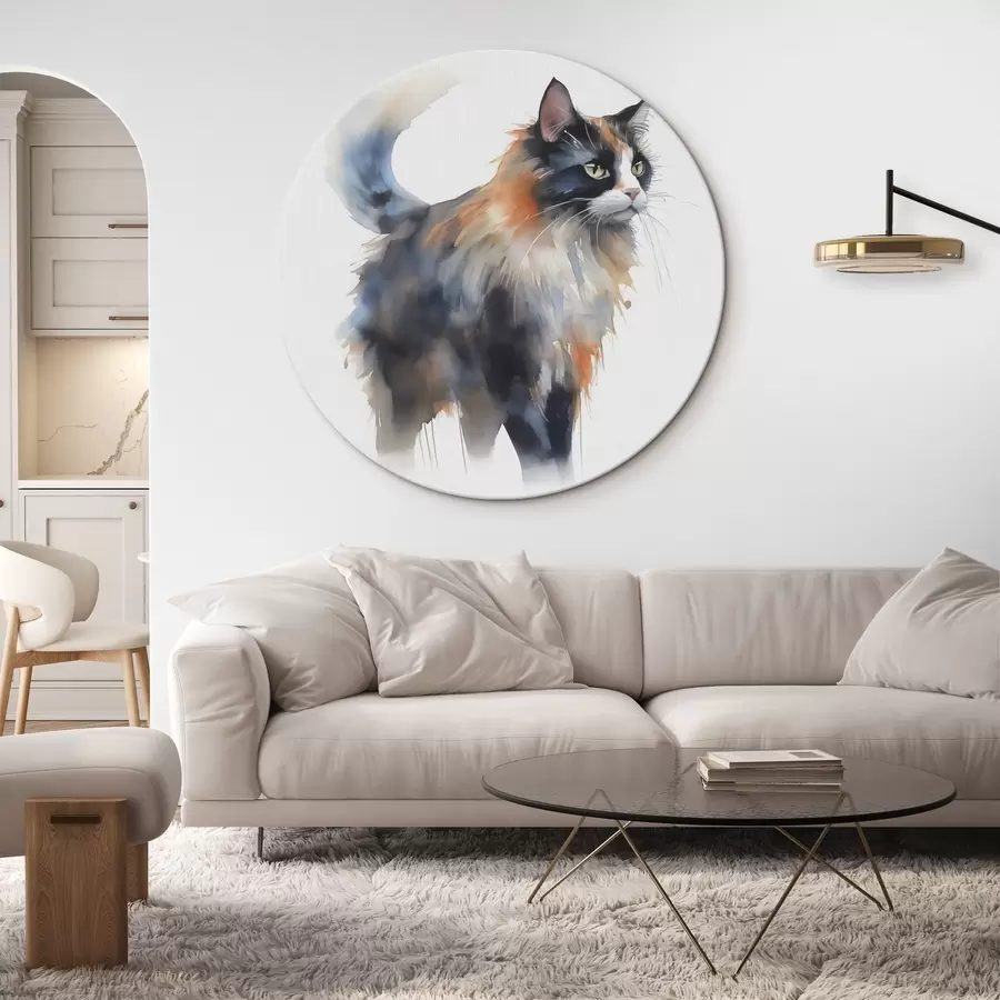 murales de pared Gato imitación de acuarela difuminada r42368