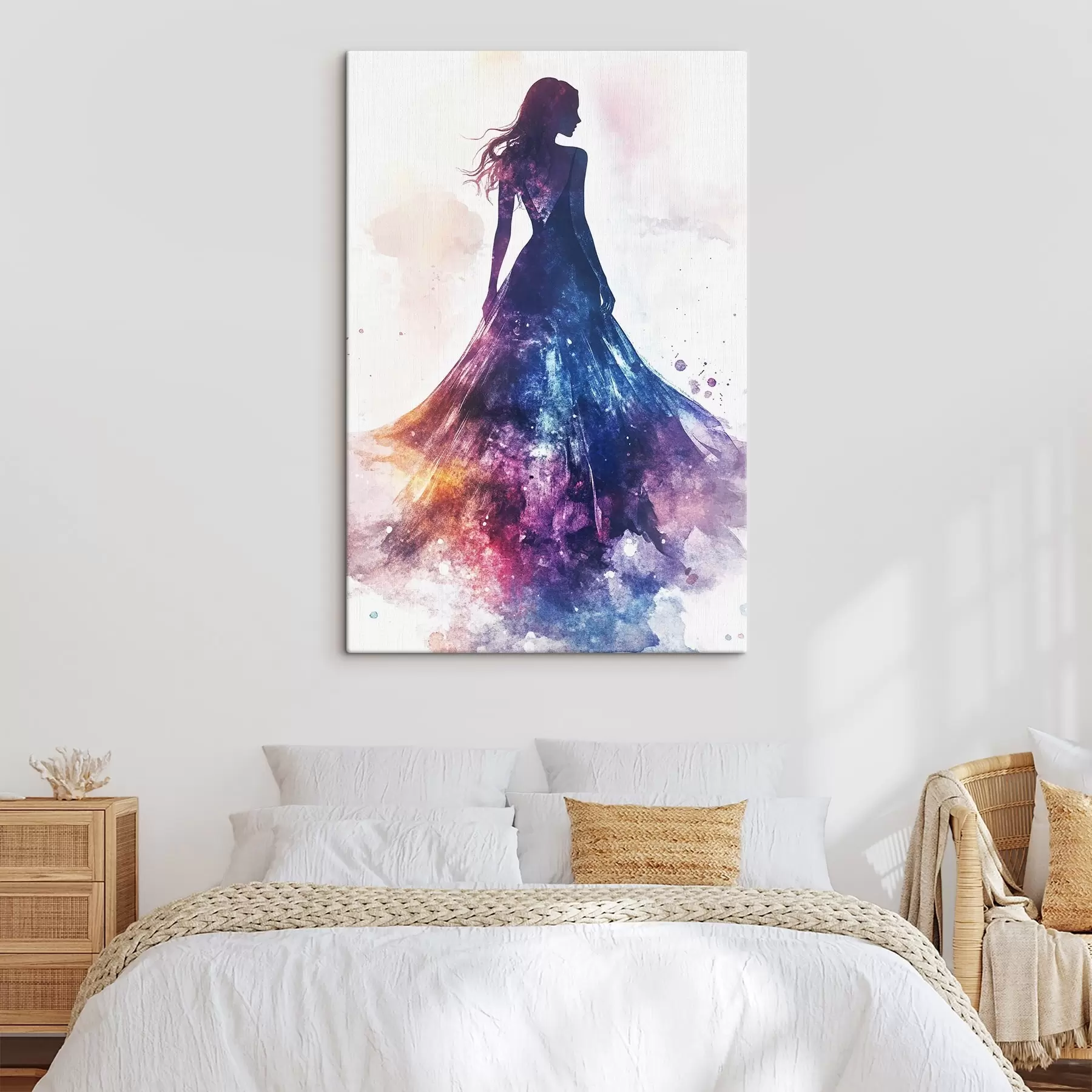 murales de pared Silueta de una niña en estilo acuarela s42078