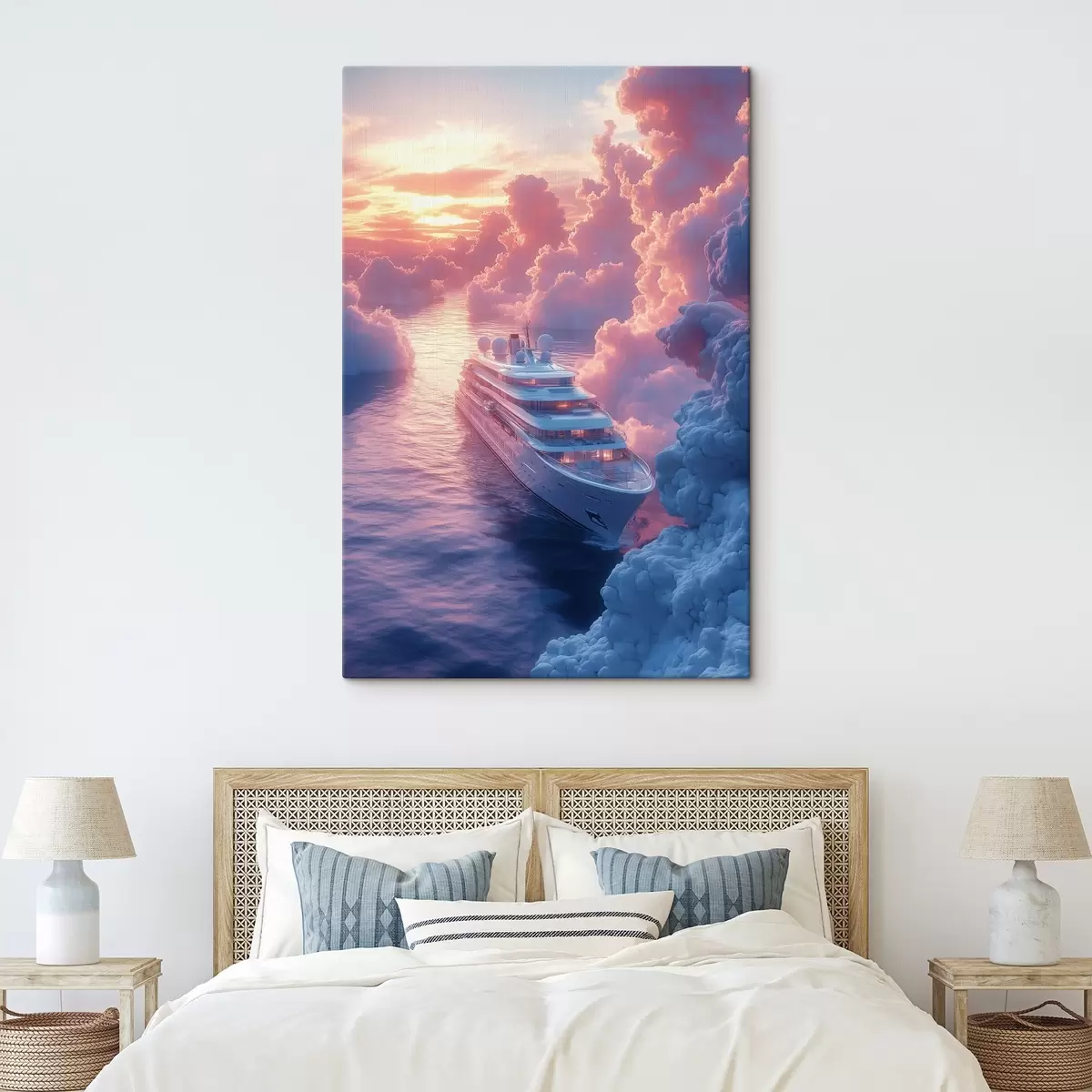 murales de pared Crucero sobre fondo rosa al atardecer s42085