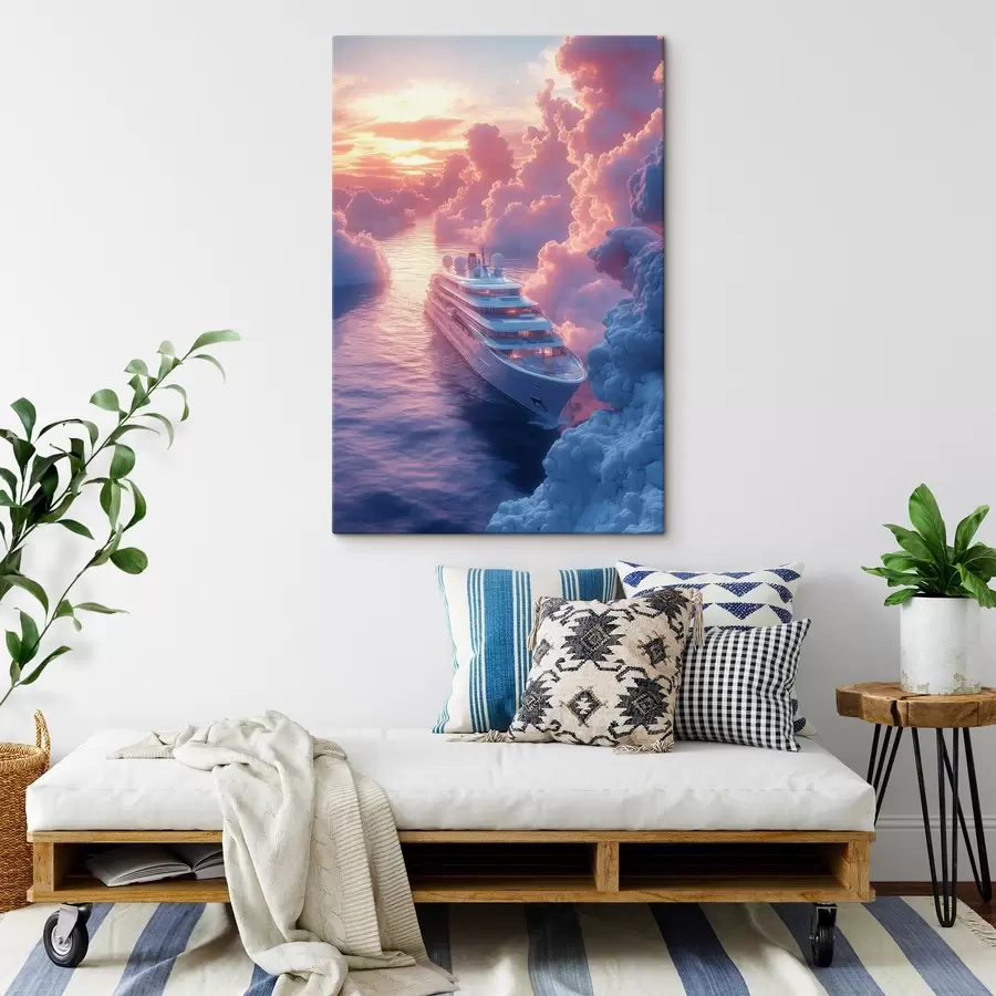 murales de pared Crucero sobre fondo rosa al atardecer s42085