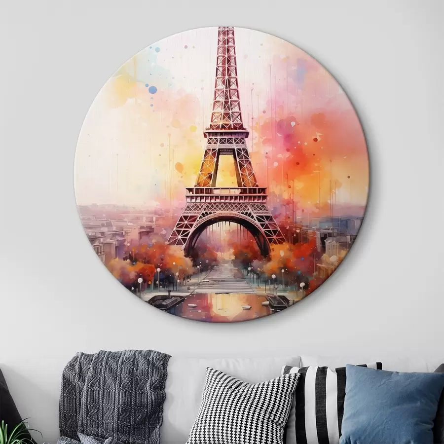 murales de pared París sobre un fondo de salpicaduras de acuarela r42081