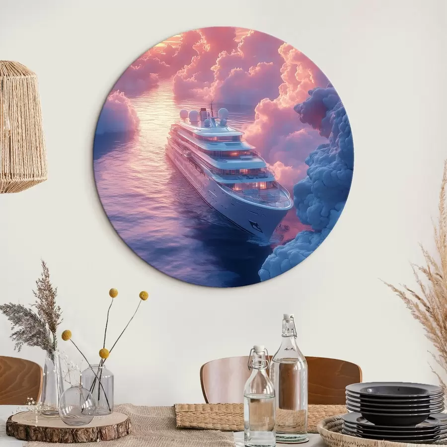 murales de pared Crucero sobre fondo rosa al atardecer r42085