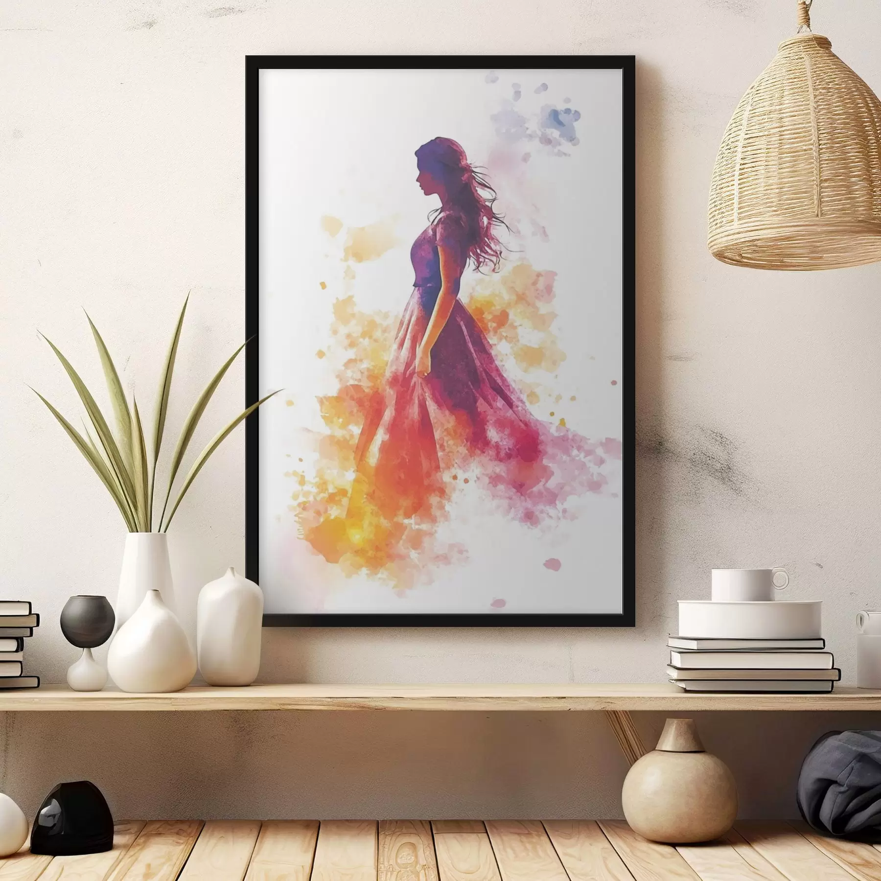 murales de pared Retrato de una niña en estilo acuarela f42080