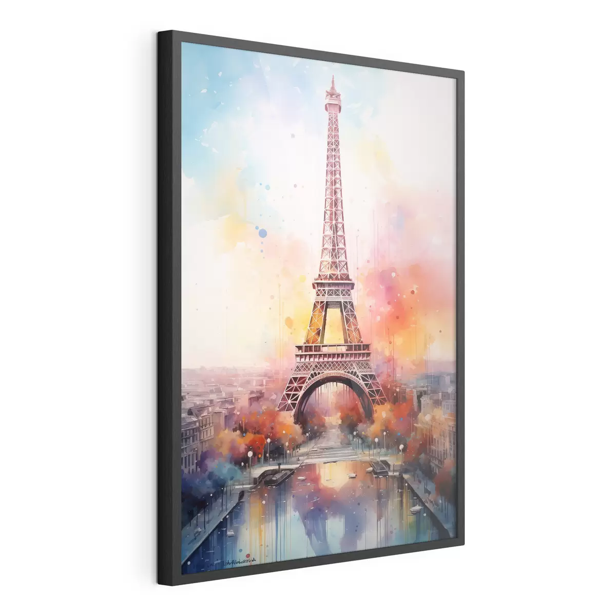 Poster París sobre un fondo de salpicaduras de acuarela f42081