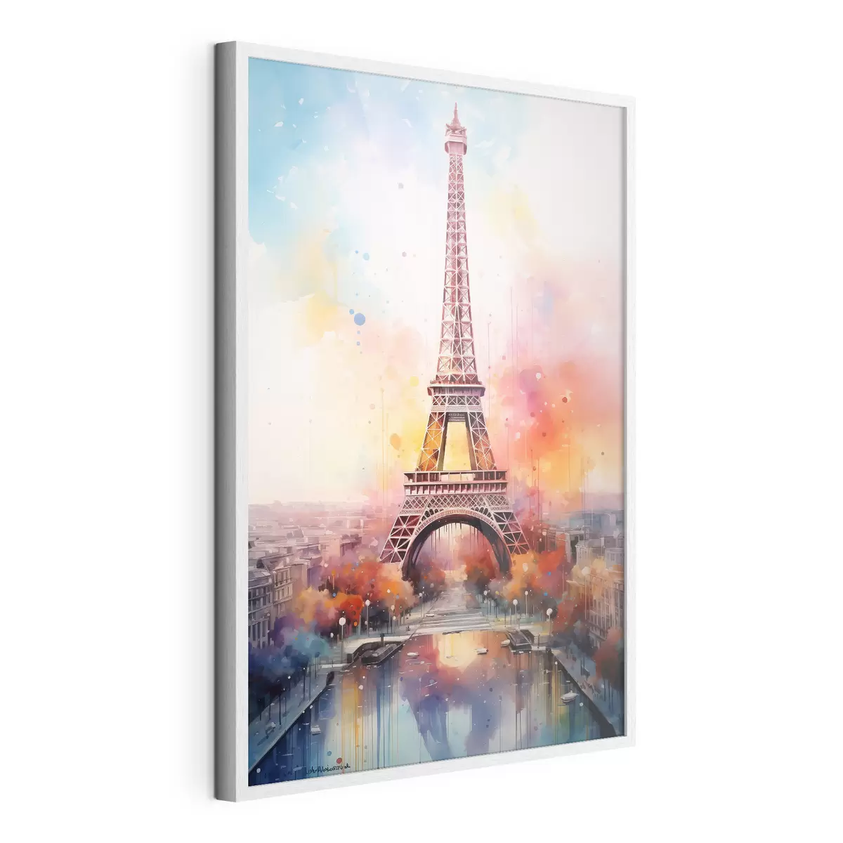 Poster París sobre un fondo de salpicaduras de acuarela f42081