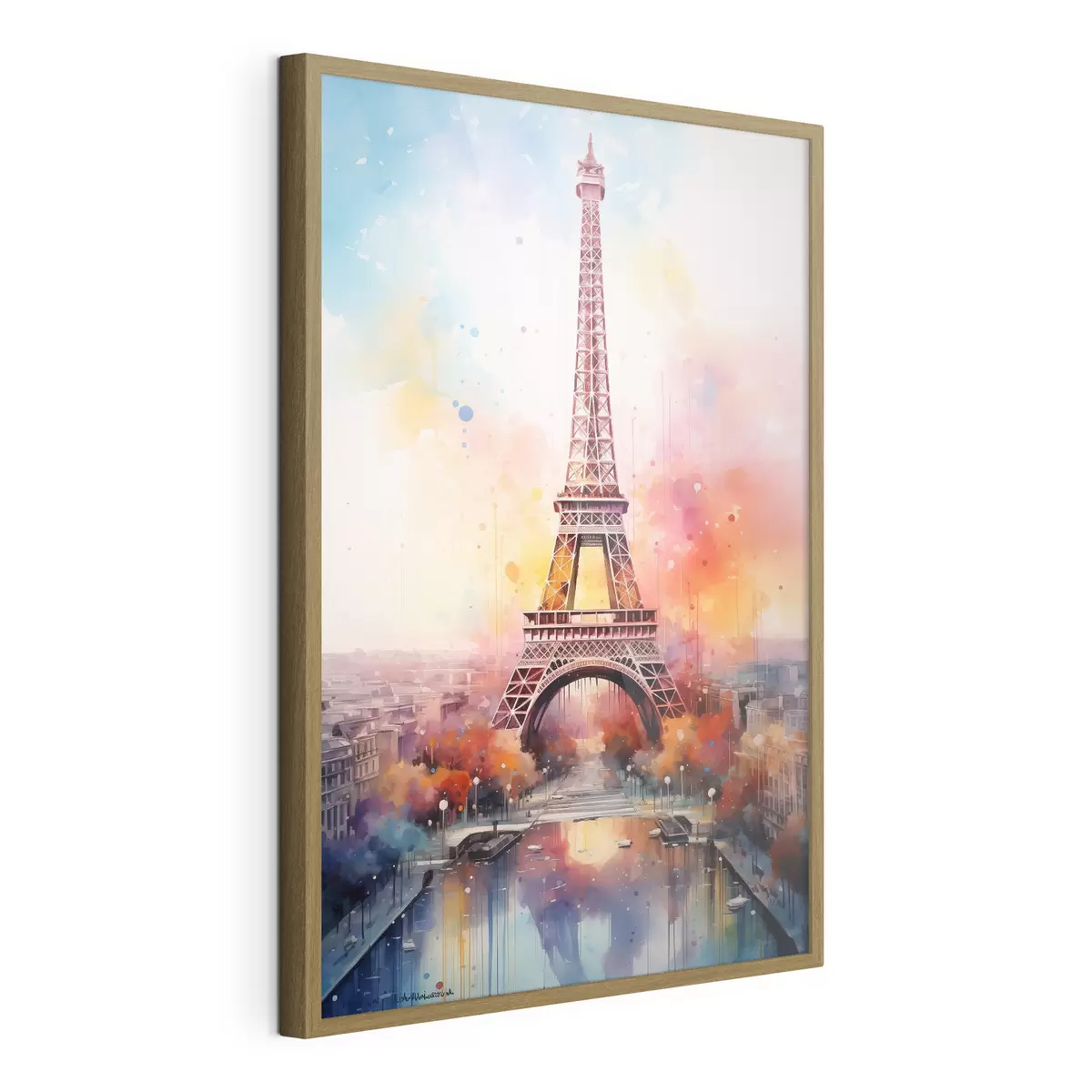 Poster París sobre un fondo de salpicaduras de acuarela f42081