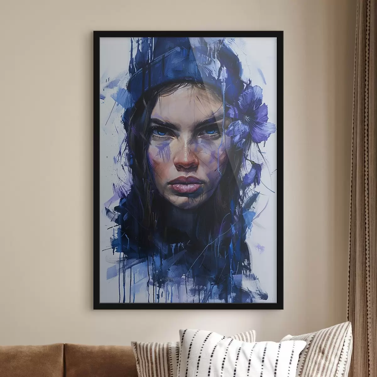 Poster Retrato de una niña en estilo acuarela f42086