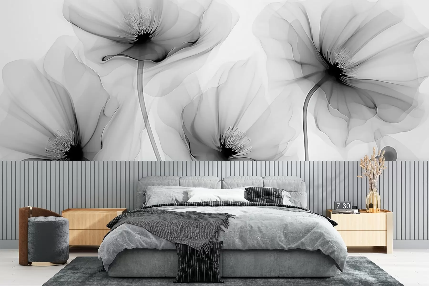 murales de pared Velos de flores grises w02696v2