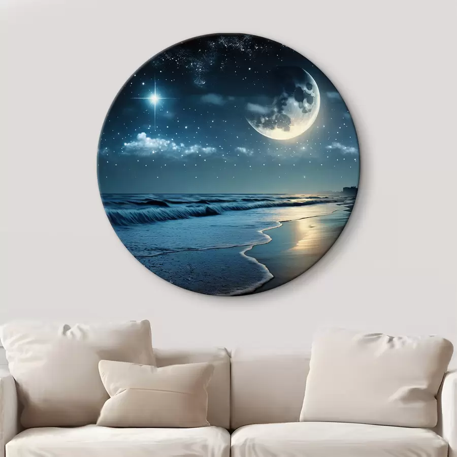 murales de pared Enorme luna sobre el mar nocturno r31111