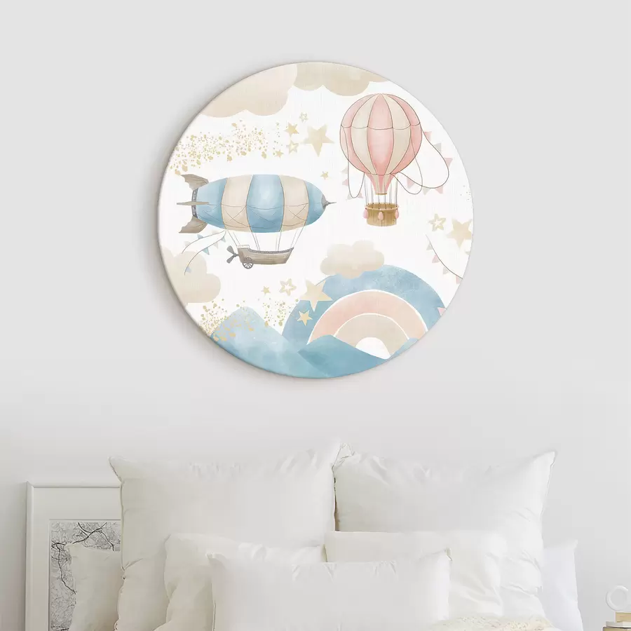 murales de pared Globos aerostáticos con nubes y arco iris r32431