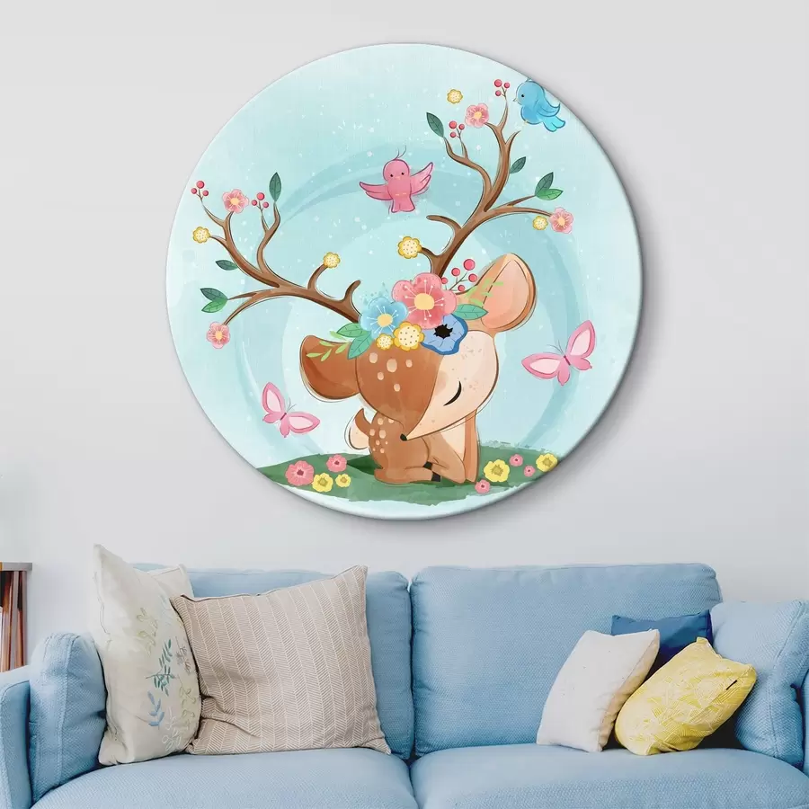 murales de pared Simpático ciervo con flores r32795