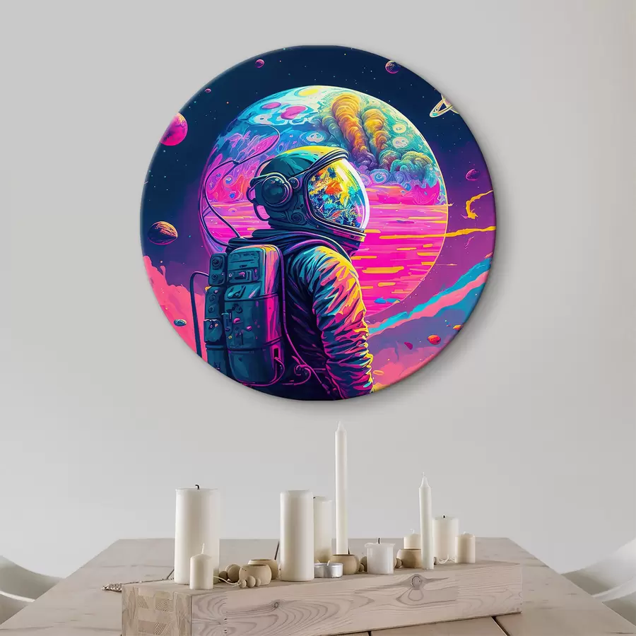 murales de pared Ilustración de paisaje futuro con montañas, planetas, luna r33058