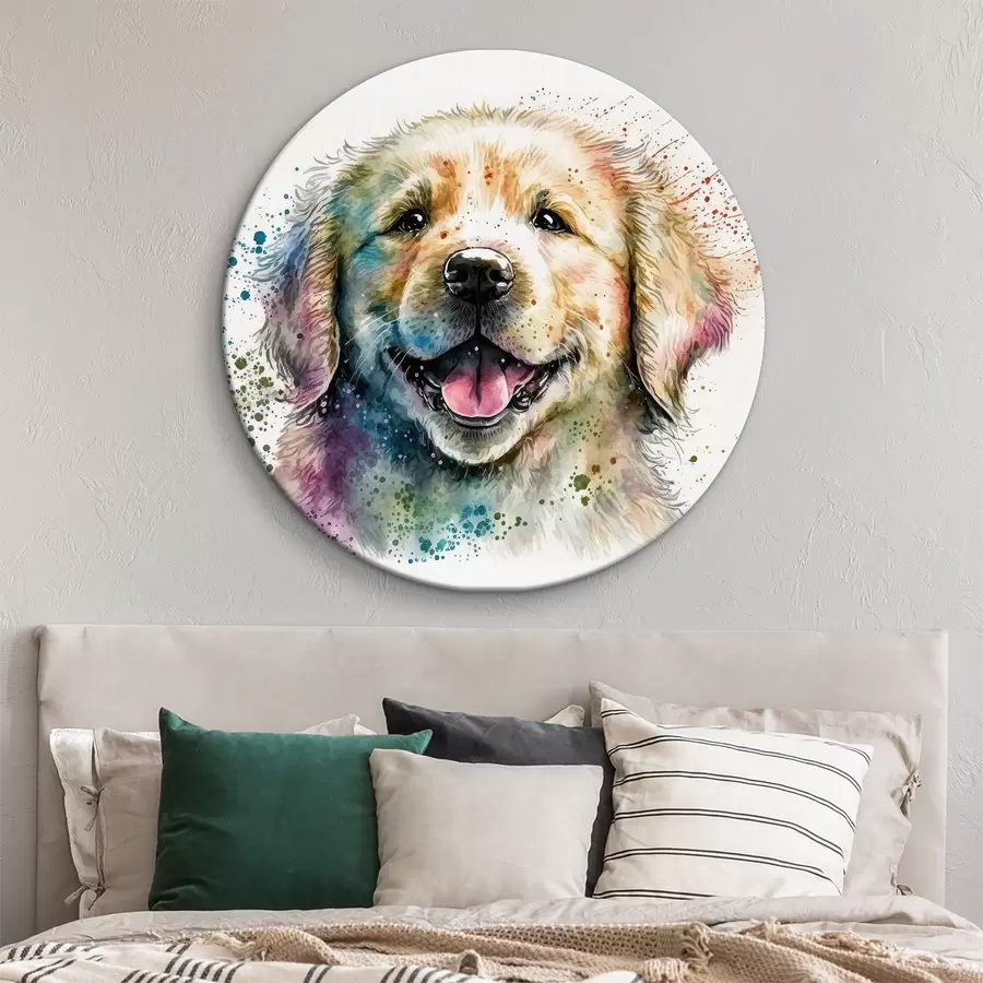 murales de pared Cachorro feliz en estilo acuarela r33539