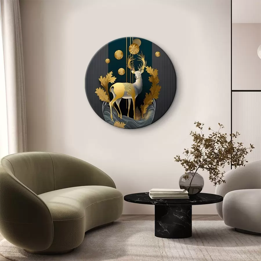 murales de pared Ciervo sobre fondo dorado r33555