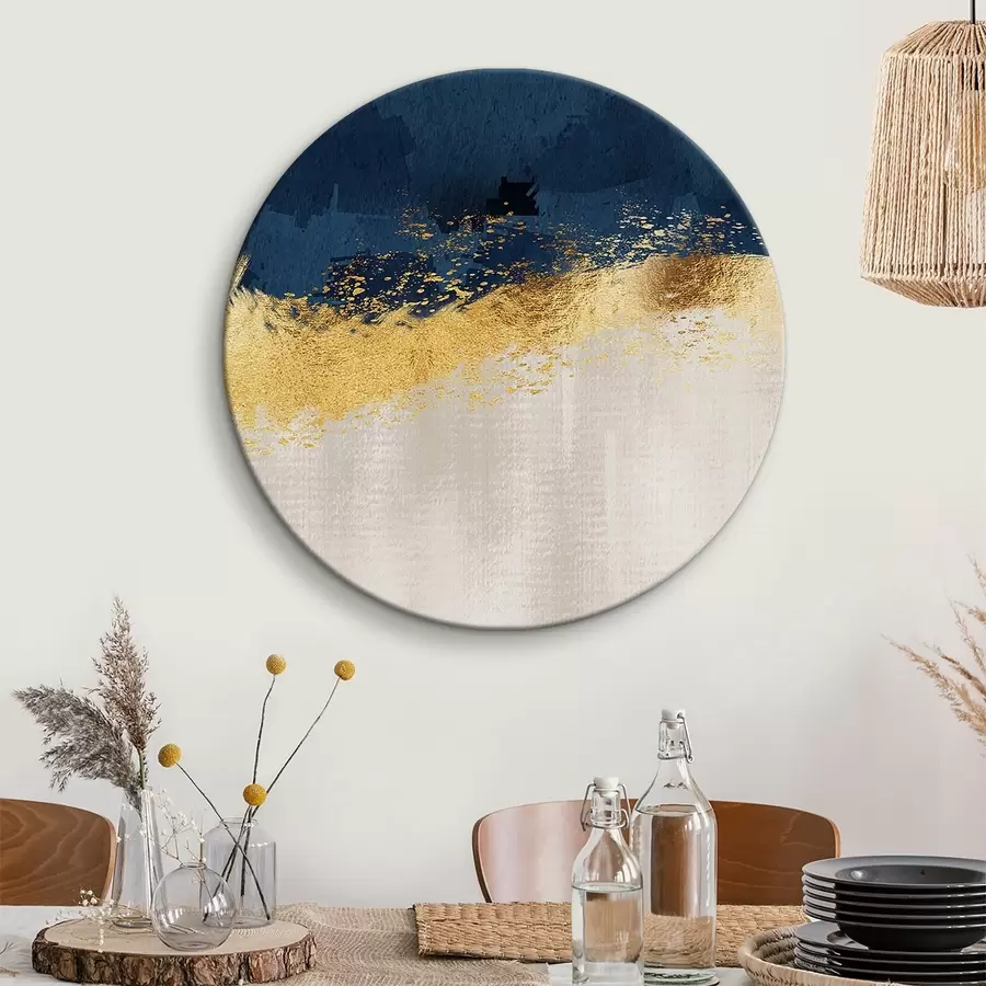 murales de pared azul con dorado sobre blanco r34211