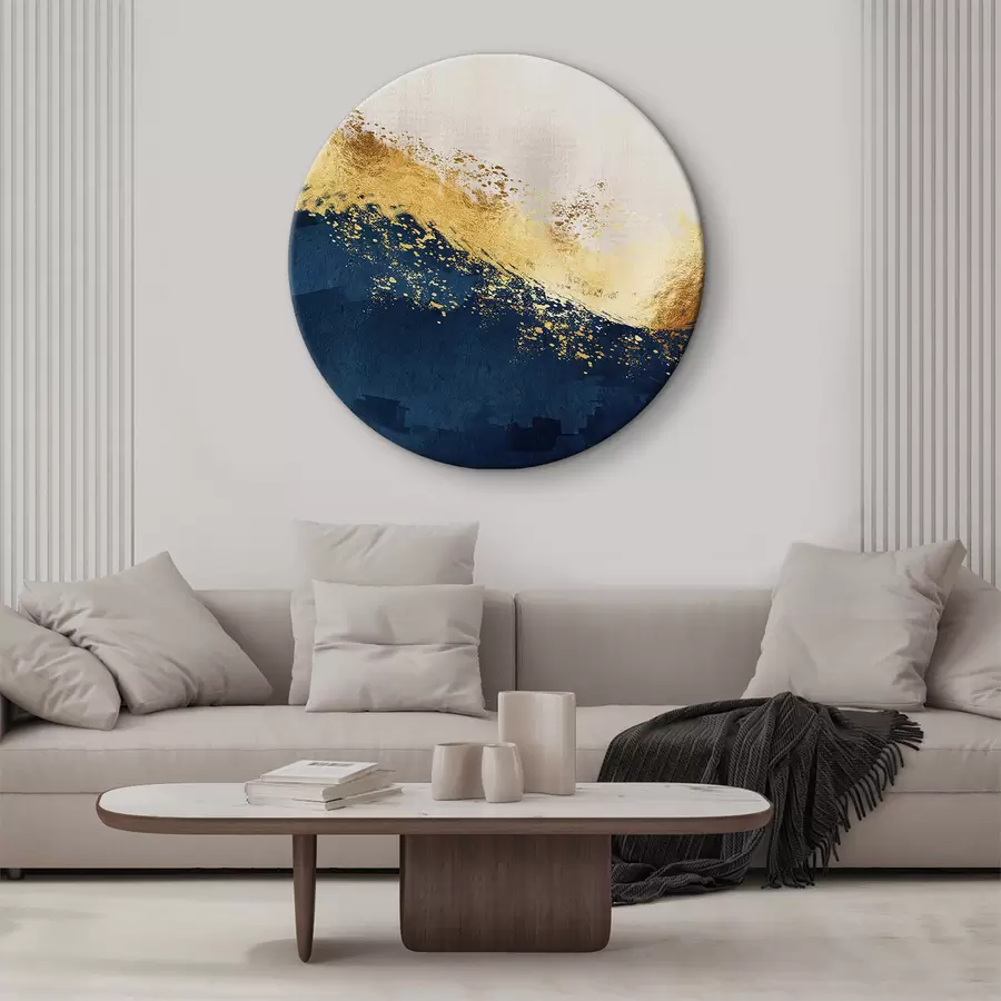 murales de pared blanco con dorado sobre azul r34212