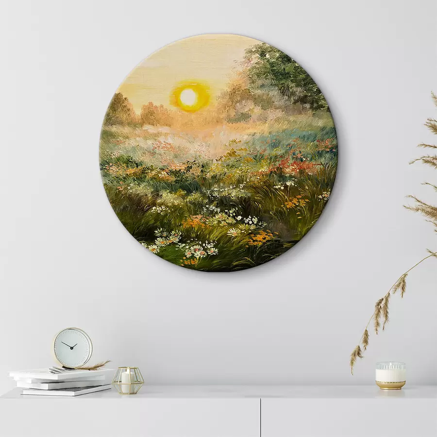 murales de pared Pintura al óleo - amanecer en el campo r34612