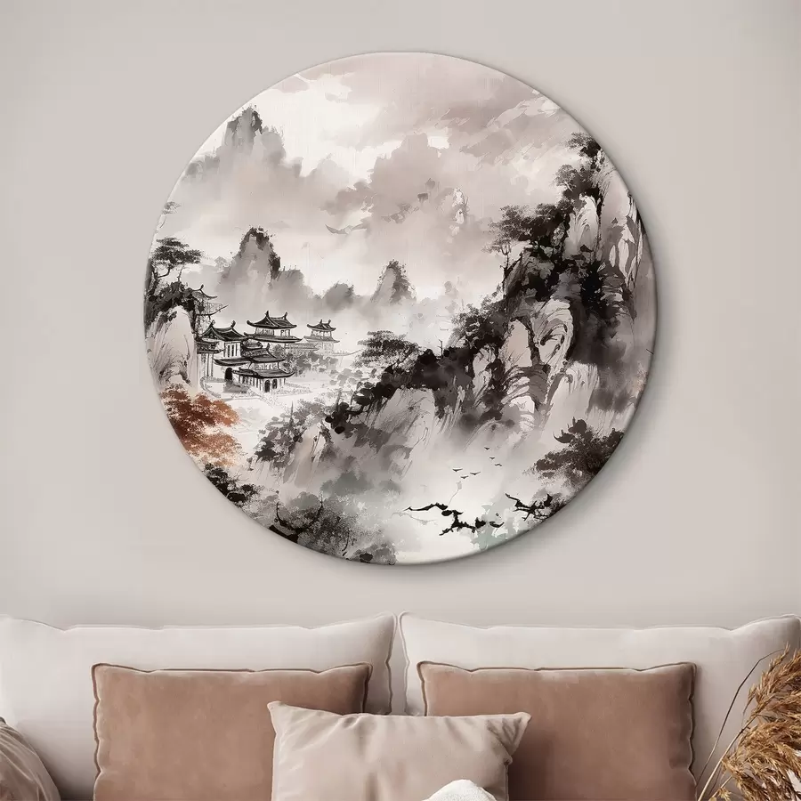 murales de pared Paisaje chino con montañas r34628