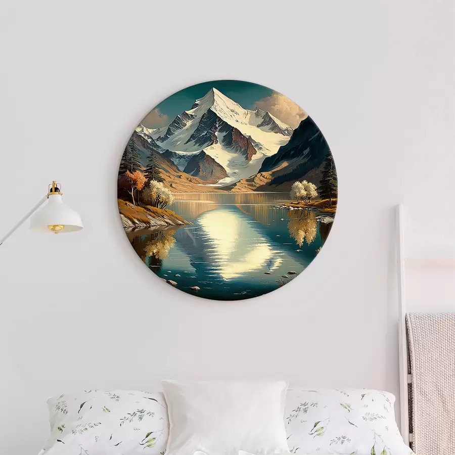 murales de pared Óleo de montaña con árboles y nieve r34631